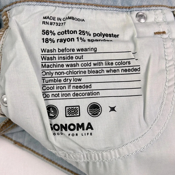 Sonoma New Women’s 4 Mid Rise Light Wash Bermuda Frayed Hem Stretchy Jean Shorts - Picture 5 of 5